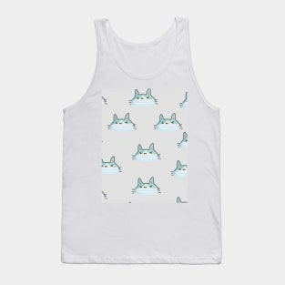 Angry Cats Wearing Masks Pattern Graphic illustration Tank Top